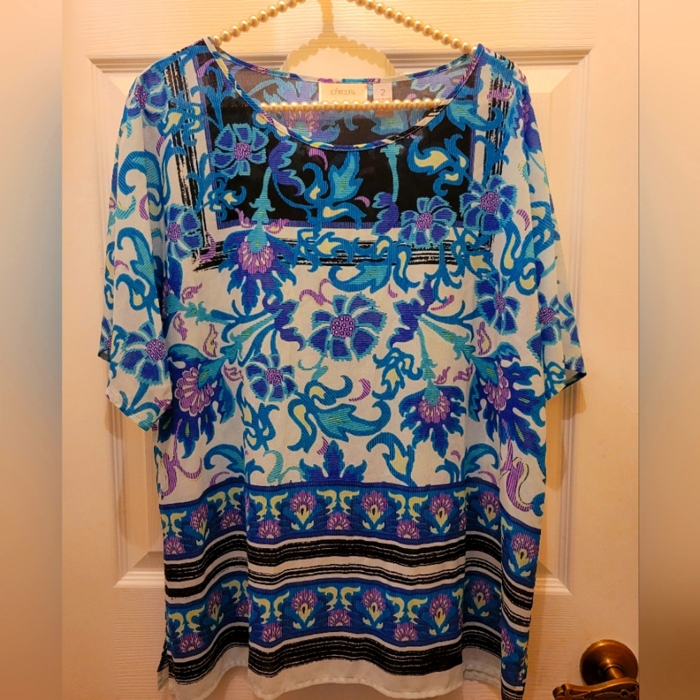 Chico's Stylish Unique Pattern Tunic Top! - image 1